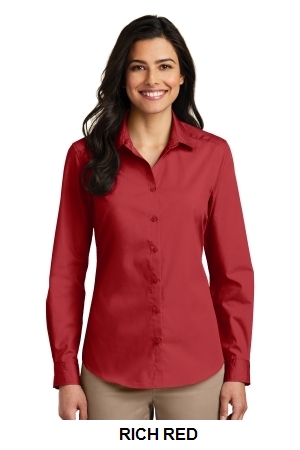 Port Authority Ladies Long Sleeve Carefree Poplin Shirt.  PORT A.  LW100